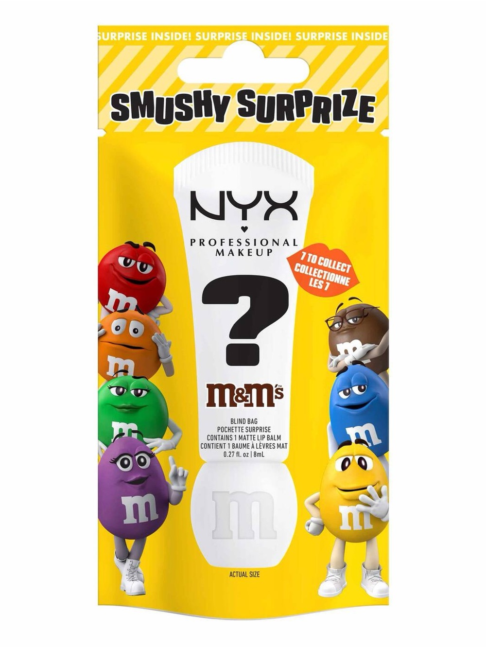 NYX M & M SMUSHY SURPRISE Bag MATTE LIP New with Packaging Purple Mystery Gloss